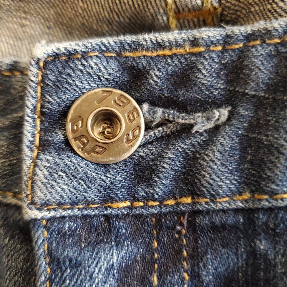 GAP 1969 SZ 8 Ankle Bootcut Low-rise Distressed 5-Pocket Blue Jeans - Picture 3 of 10